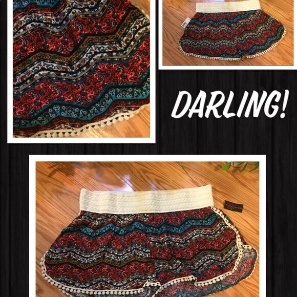 No Boundaries Mulri-Color Crichet Waist Boho Shorts S - Picture 2 of 7